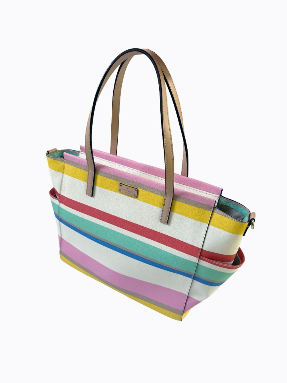 Kate Spade Grove Street Kaylie Striped Tote Bag Multi Large Travel Carryall Chic